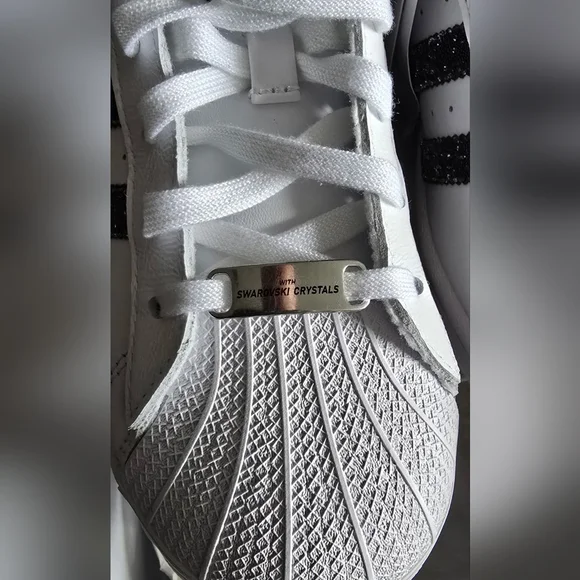 NIB - adidas Superstar Swarovski White Black dust bag Included Size 6.5 Womens - Picture 6 of 10